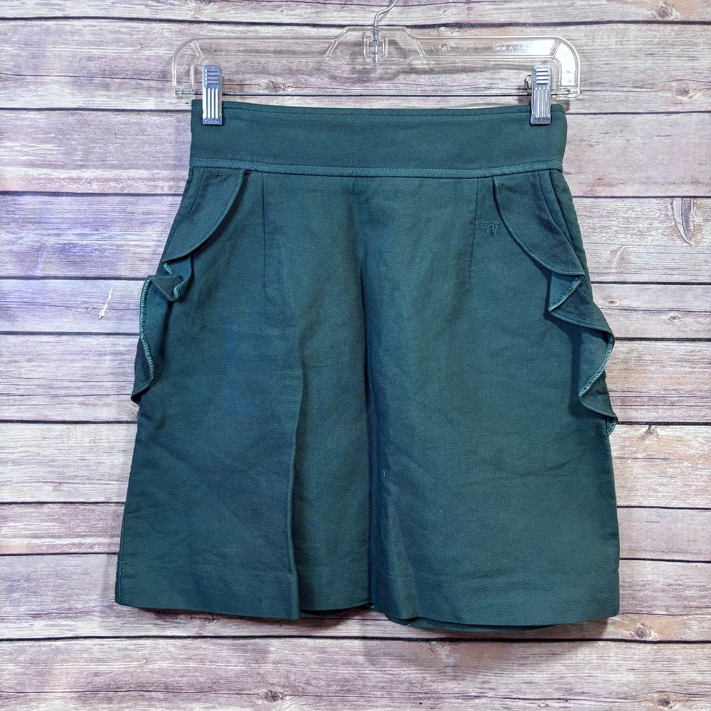 Sandro Fanette Vert Mint Green Amande Ruffle Mini Skirt US Sz 4